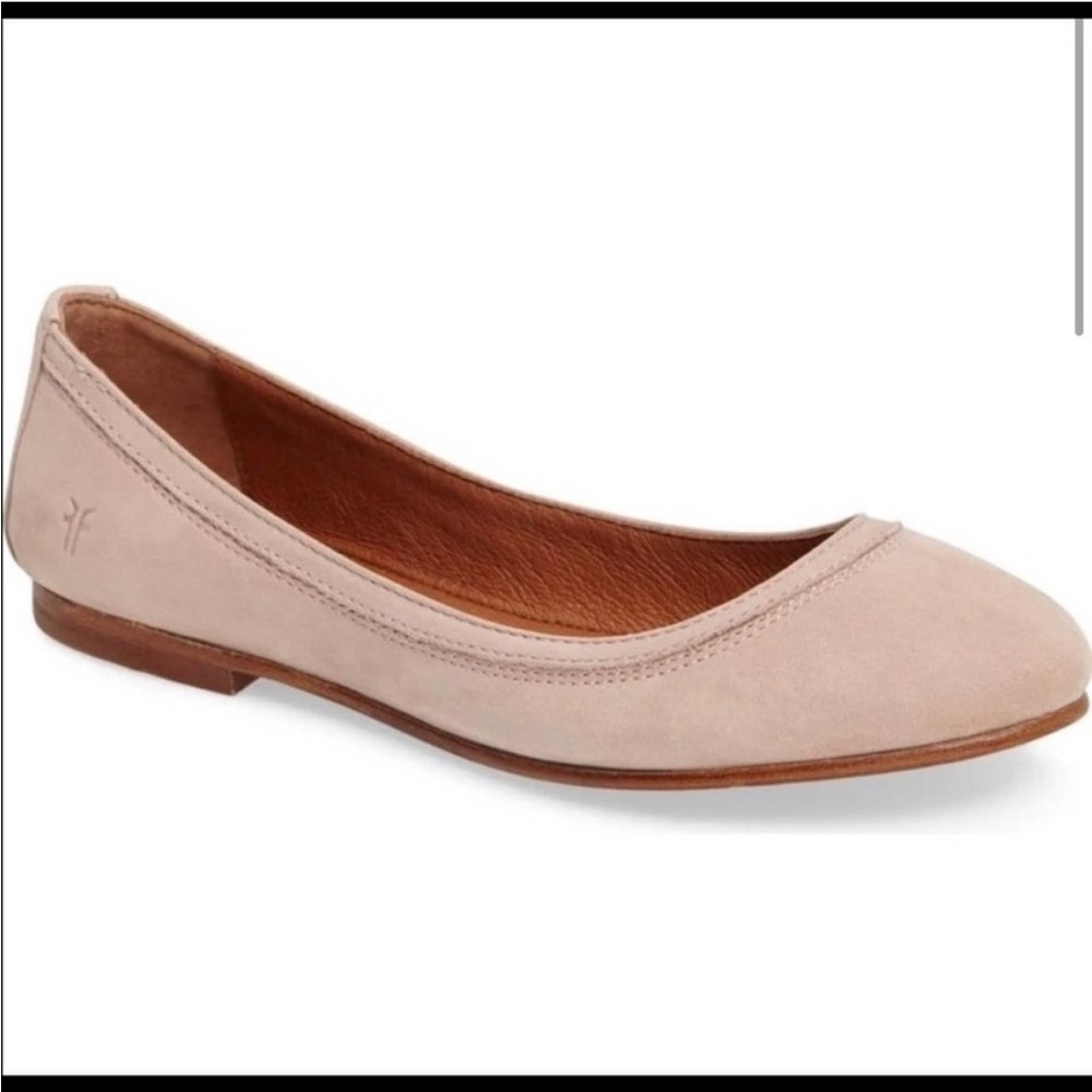Frye Carlson tan/light pink suede ballet flats size 7